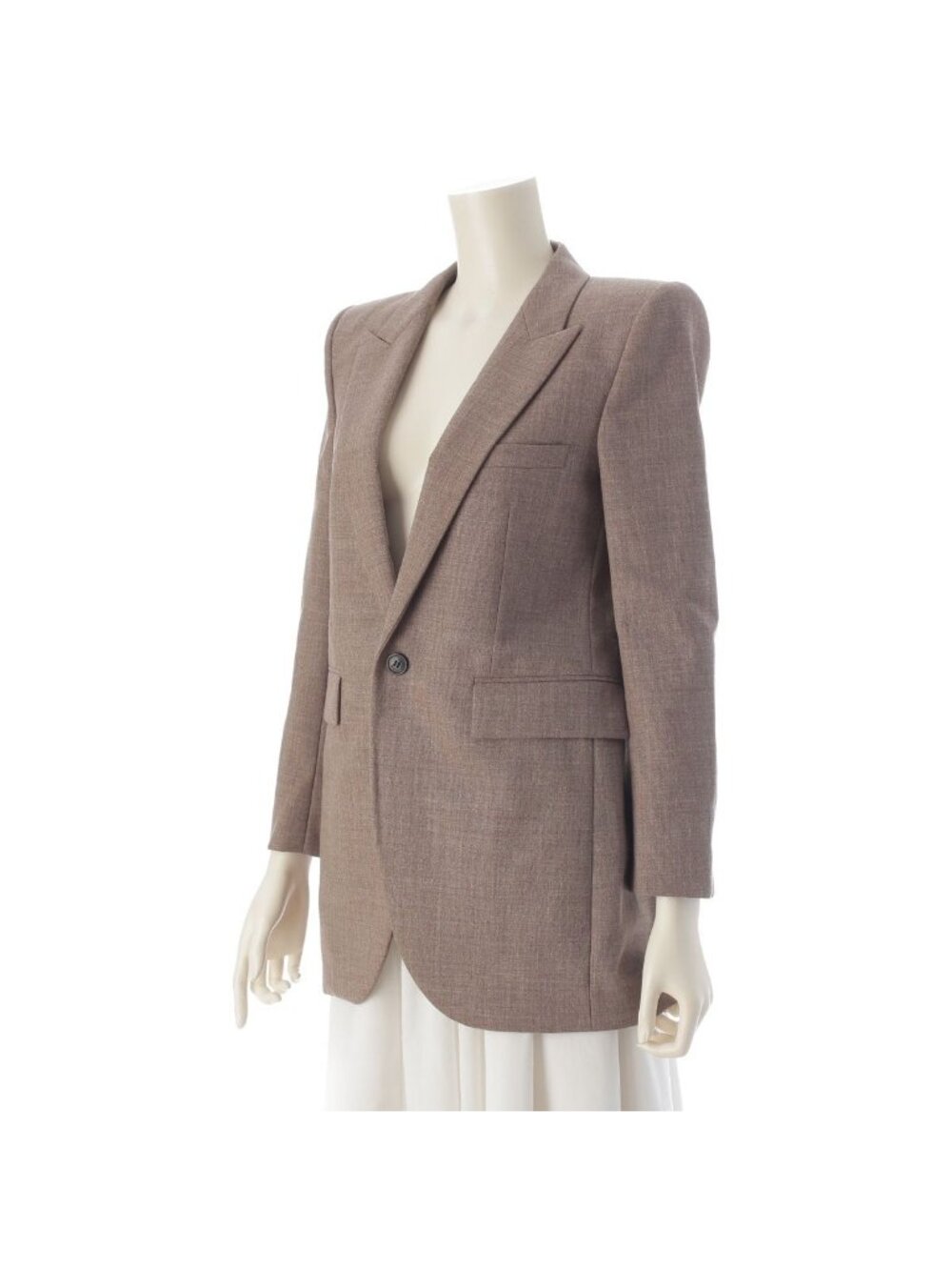 Saint Laurent Paris Wool Peak Lapel Single Tailored Jacket Brown 34 - Picture 2 of 10